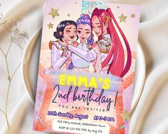 KPOP Demon Hunters Invitation EDITABLE K Pop Birthday Invitation KPOP Demon Hunters Birthday invitation K-Pop Demon Hunters Party Supplies