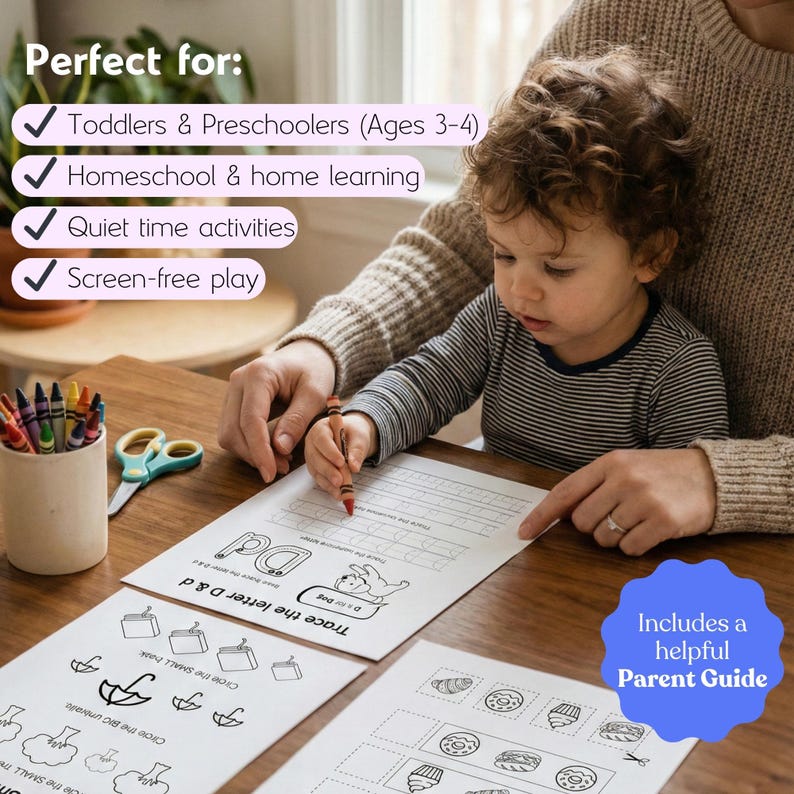 Preschool curriculum bundle cover image showing printable worksheets for age 3-4 homeschooling and kindergarten readiness.