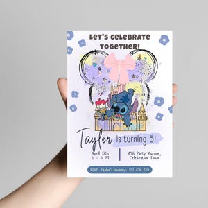 Lilo and Stitch Birthday Invite, Stitch Birthday Invitation, Kids Party Invite, Beach Party Invite, Editable in Canva, Instant Download