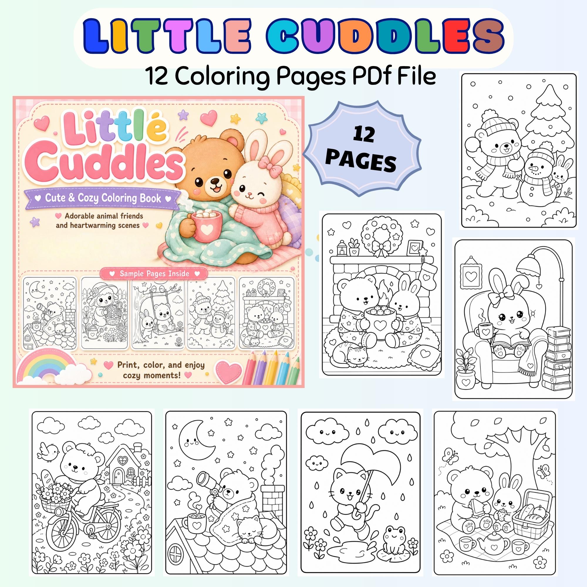 Kawaii Animal Coloring Book Printable | Cute Cozy Kids Coloring Pages ...