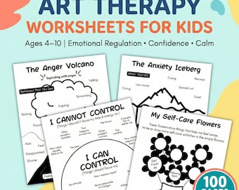 Art Therapy Worksheets for Kids - Child Therapy Workbook | 100+ Art Therapy Prompts for Feelings & Coping Skills - Therapist Tools for SEL