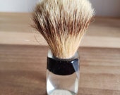 Vintage Opal Trademark Sterilized Shaving Brush Men Shaving Applicator Grooming Fathers Day Pure Badger Set in Rubber Lucite As Is