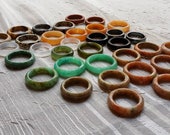 Vintage Hand Made Hand Carved Agate Aventurine Jade Marble Natural Stone Ring Multiple Larger Sizes Green Red Orange Gray Dalmatian Stone