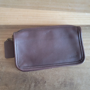 Vintage Small Coach Brown Leather Case Zippered Closure As Is