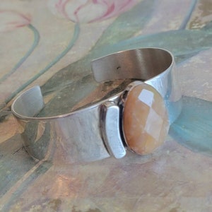 Vintage Jay King Desert Rose Trading Sterling Silver and Faceted Stone Agate Cuff Bracelet