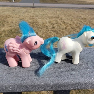 Vintage Lot of 2 My Little Ponies Beddy Bye Eye Baby Ponies and Pegasus Baby Firefly As Is 1980s Hasbro Gen 1 First Generation Cutie Marks