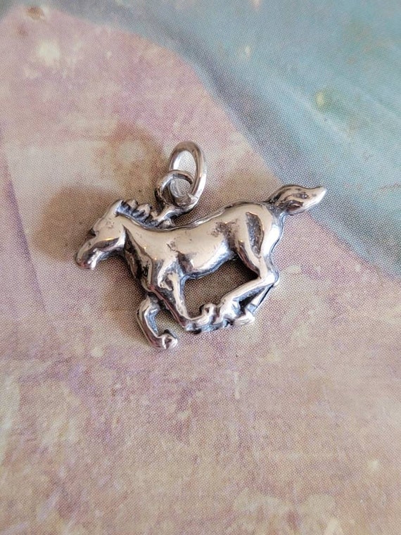 Vintage Sterling Silver Running Horse Pendant 925