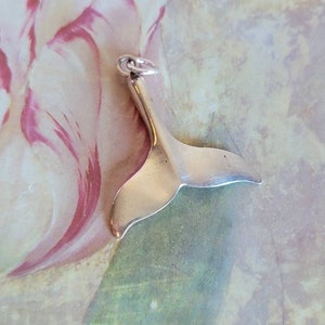 Vintage Sterling Silver Whale Tail Fluke Pendant 925