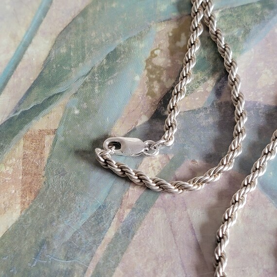 Vintage Sterling Silver Twist Rope Necklace 925 - image 3