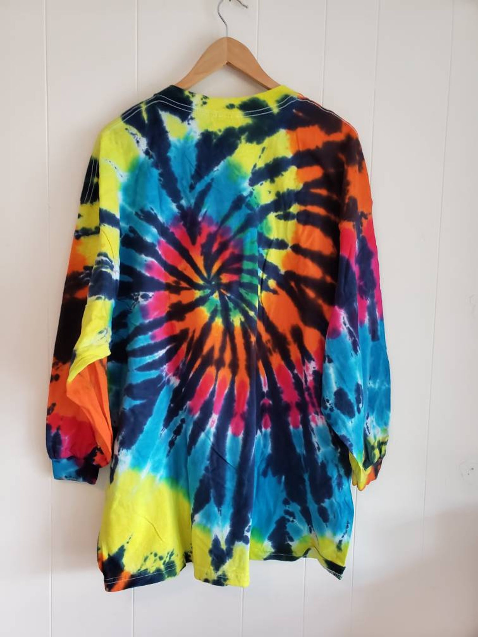 Vintage Tie Dye Long Sleeved T Shirt 1990s Size XXL As Is Etsy