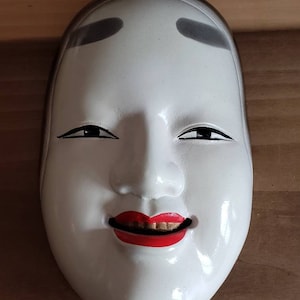 Vintage Japanese Noh Decorative Mask Drama Theater Komote Young Lady Iron Wall Hanging Japan