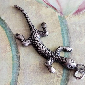 Vintage Sterling Silver Lizard Pendant 1990s