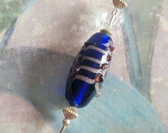 Vintage Hat Pin with Blue Glass Bead