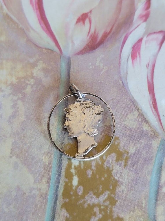 Vintage Sterling Silver Mercury Dime Cut Out Pend… - image 9