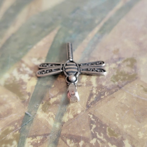 Vintage Sterling Silver 925 Dragonfly Pendant 199… - image 4