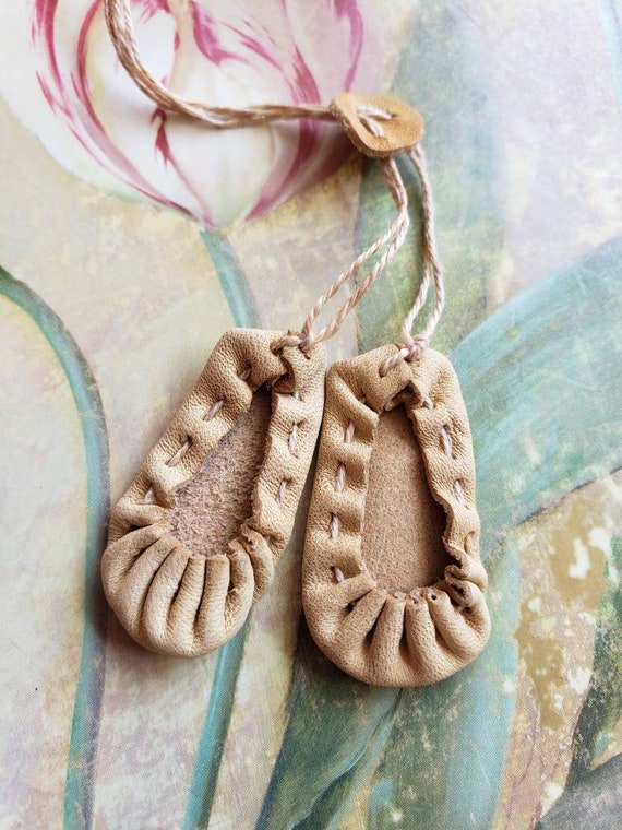 Vintage Tiny Tan Leather Moccasins Hand Made