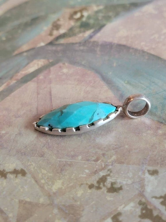 Vintage Sterling Silver and Faceted Turquoise Dia… - image 5