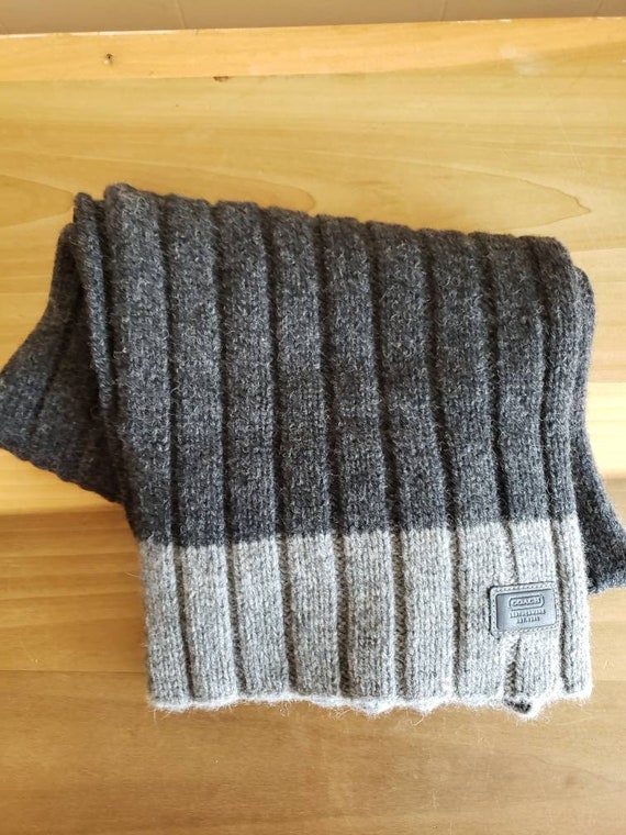 Vintage Coach Scarf 100% Wool Dark Gray Almost Bl… - image 2