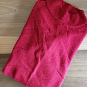 Vintage Benetton Wool Sweater: Red Mock Turtleneck, Made in Italy, Men&#39;s Large