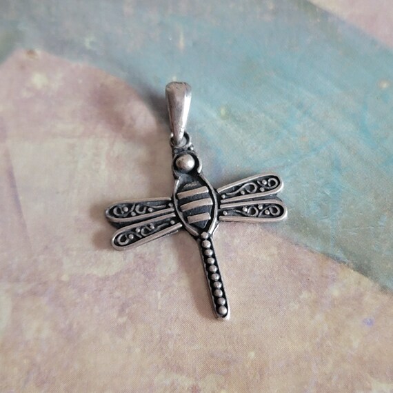 Vintage Sterling Silver 925 Dragonfly Pendant 199… - image 8