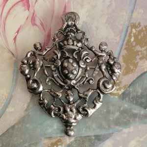 Vintage Sterling Silver Cherub Brooch or Pin Pendant