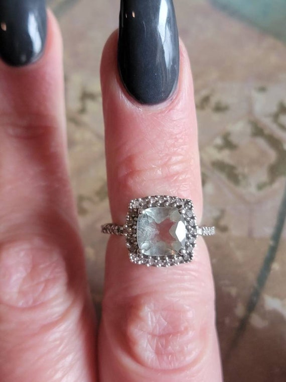 Vintage Sterling Silver Faceted Cushion Cut Squar… - image 8