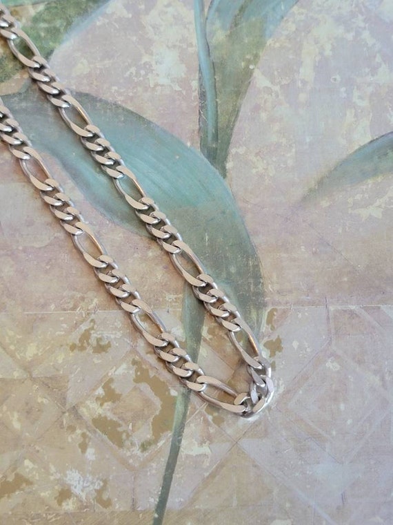 Vintage HAN Sterling Silver Figaro Necklace Link … - image 1