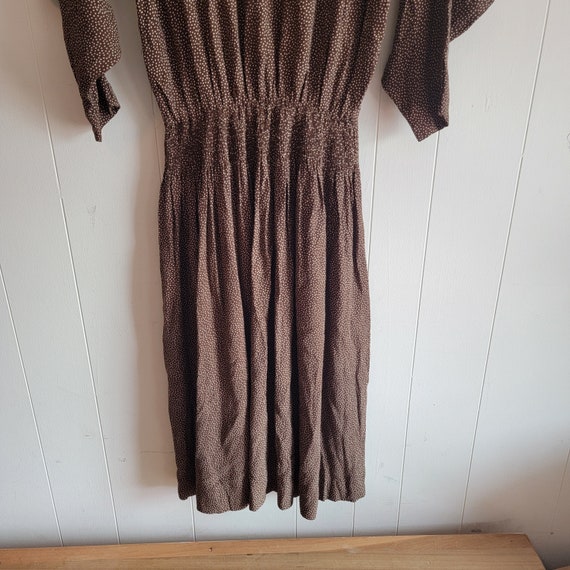 Vintage Nicole Miller Brown Dress with Cream Prin… - image 3