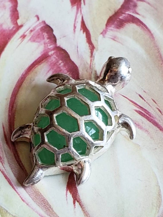Vintage Sterling Silver Sea Turtle Pendant 1990s