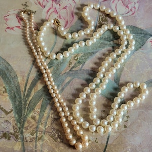 Vintage Lot of 2 Signed Monet Faux Pearl Beaded Necklaces As Is