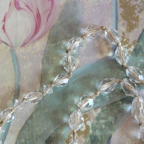 Vintage Clear Faceted Cut Glass Beaded Graduated … - image 6