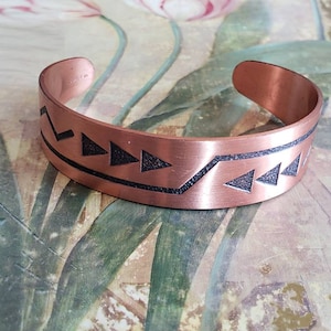 Vintage WMCO Wheeler Manufacturing Company Southwestern Design Copper Cuff Bracelet