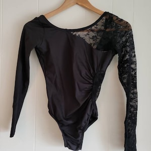 Vintage Natalie Dance Wear Black Leotard Black Lace Accents Size Medium ...