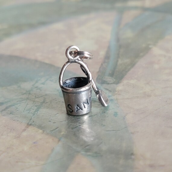 Sand Pail with Shovel Charm Sterling Silver, Made in the USA Sand Pail with Shovel Charm Sterling Silver, Made in the USA