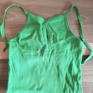 Vintage Green Ribbed Halter Bodysuit - Snap Crotch Made in USA
