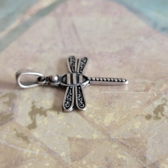 Vintage Sterling Silver 925 Dragonfly Pendant 199… - image 3