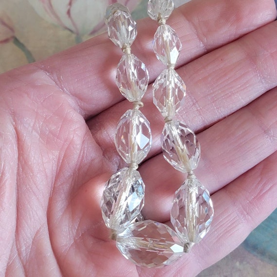 Vintage Clear Faceted Cut Glass Beaded Graduated … - image 9