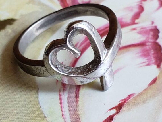 Vintage Sterling Silver Heart Ring 925 Promise Ri… - image 5