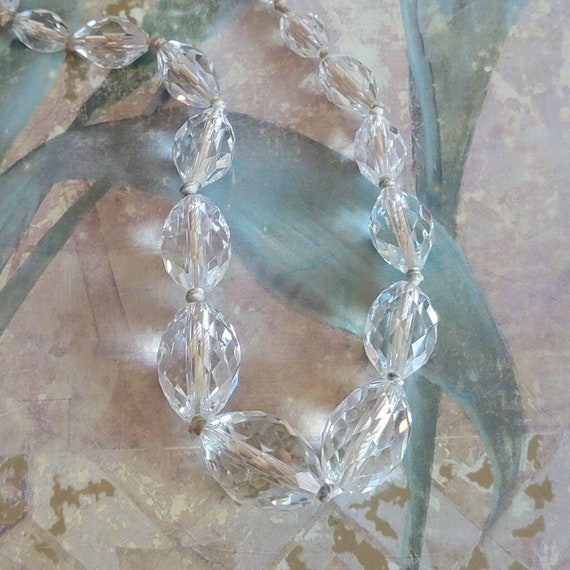 Vintage Clear Faceted Cut Glass Beaded Graduated … - image 5