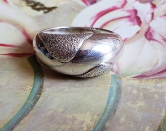 Vintage Sterling Silver Ring 925 Thailand Abstract Fluid Wavy Statement Piece Textured Size 9.25