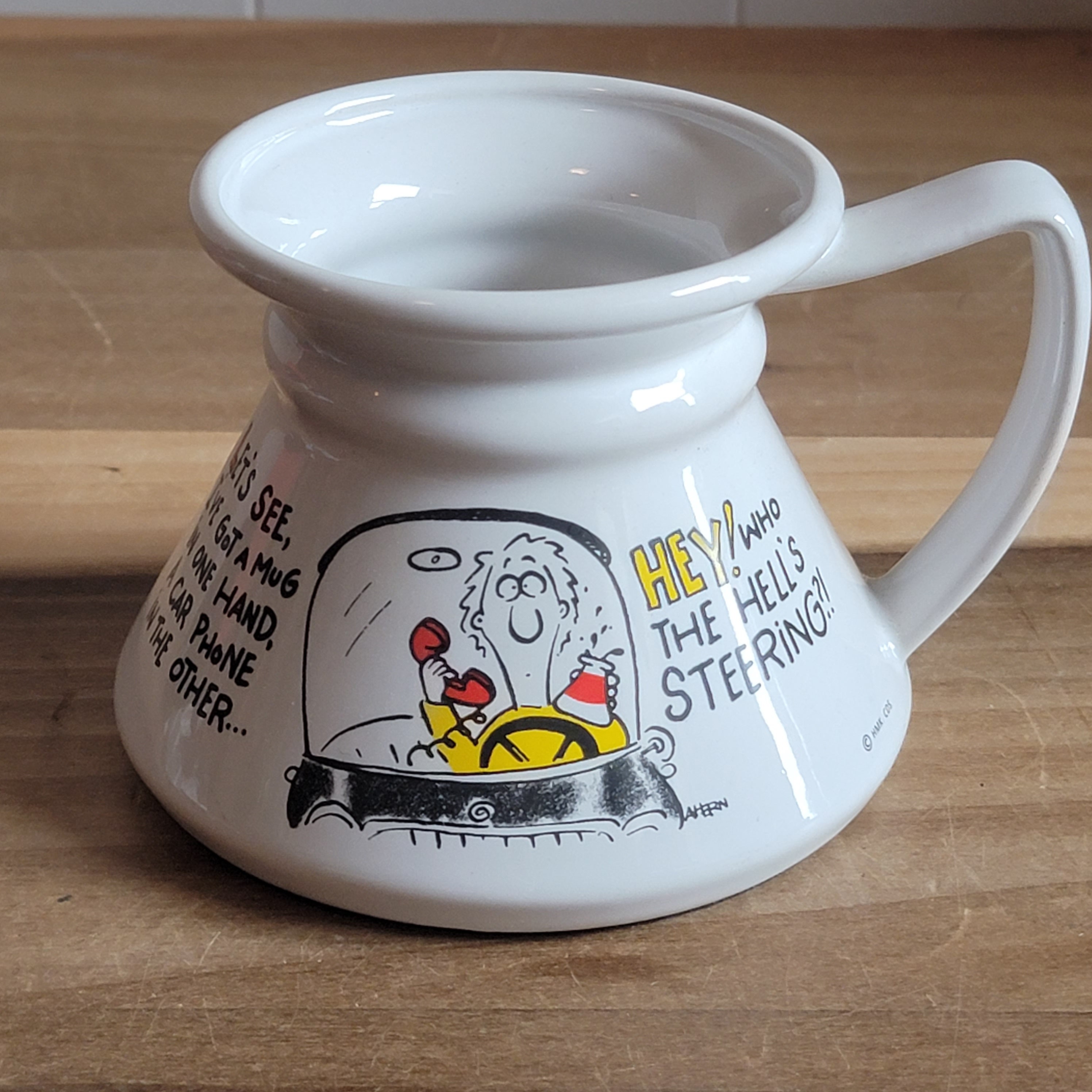 Wide Bottom Narrow Top No Spill Cup Mug White Ceramic I ❤️ Love NY New York