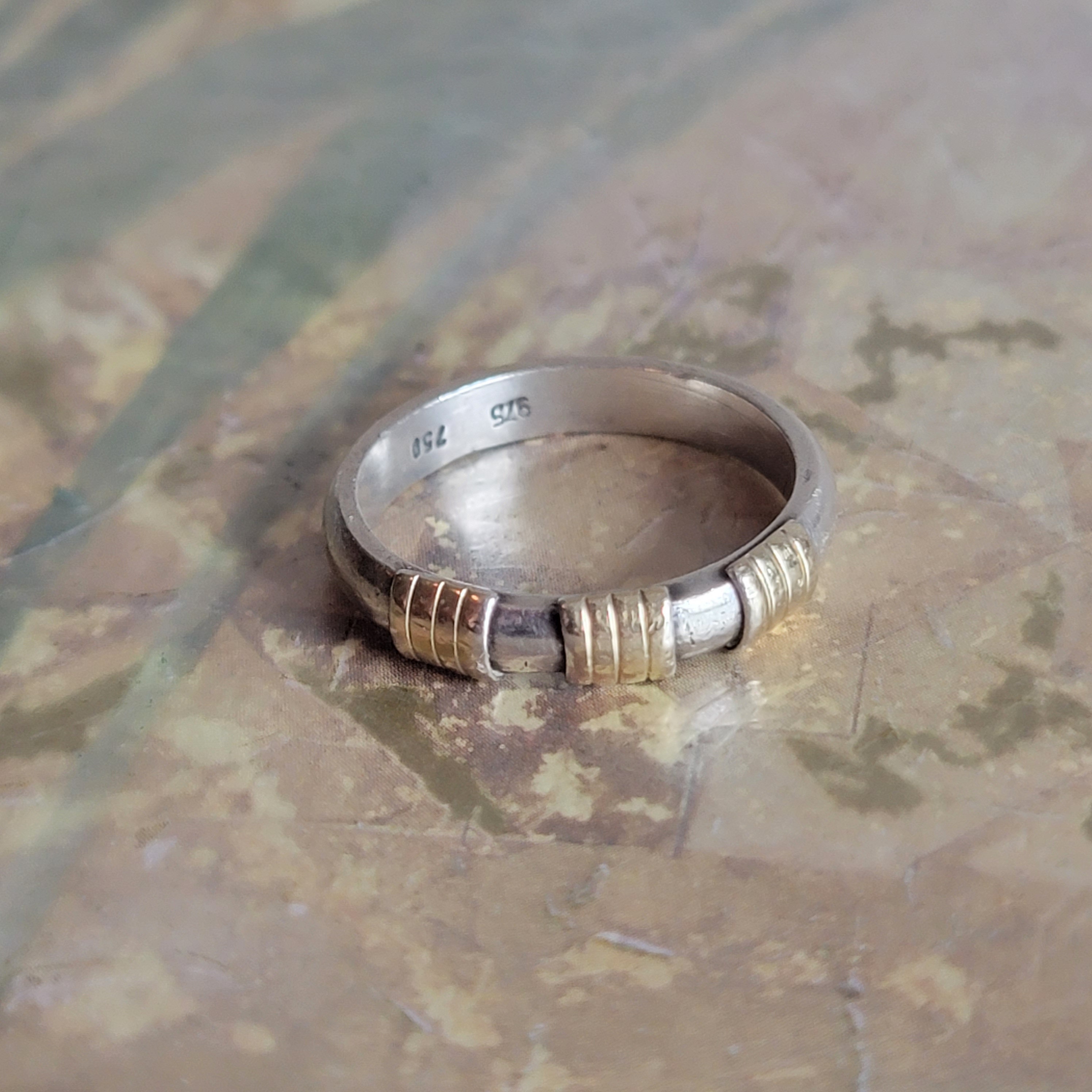 Vintage 975 Silver 18 Karat Gold 750 Ring Size 7.5/7.75 - Etsy Vintage 975 Silver 18 Karat Gold 750 Ring Size 7.5/7.75 - Etsy