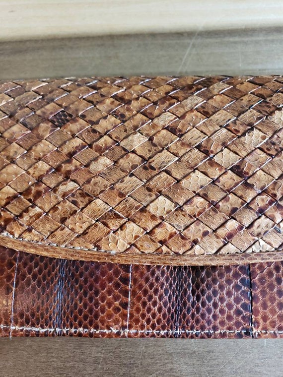 Vintage Brown Snakeskin Purse Pocketbook Handbag … - image 3