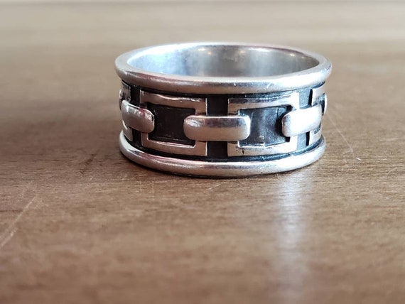 Vintage Sterling Silver Band Ring Size 10 Wedding… - image 3