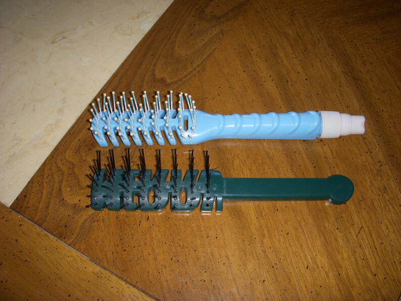 Vintage Hair Brushes Blue and White with Built in Spray Bottle Etsy