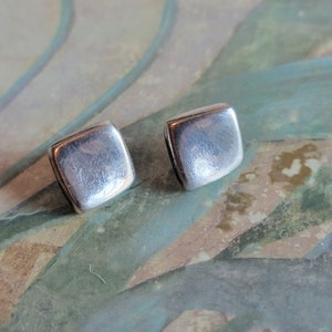 Vintage Sterling Silver Signed Barra Abstract Square Earrings Pierced Ears Posts Bild 2