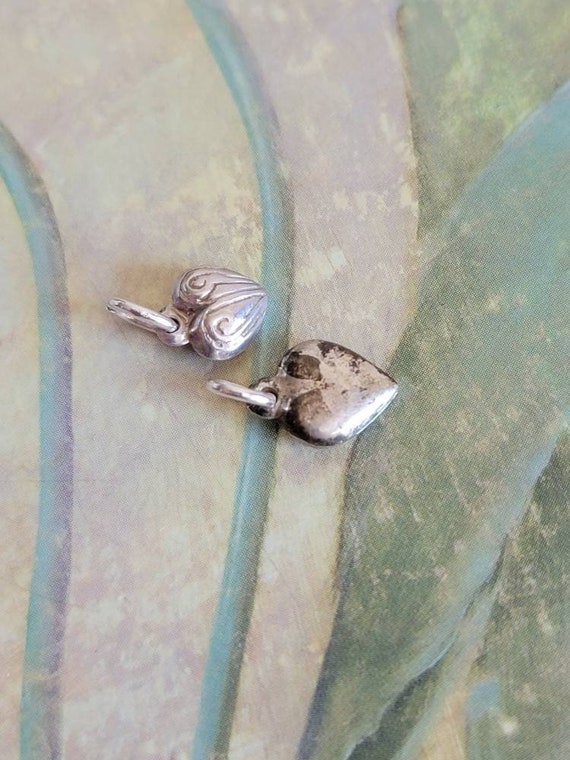 Vintage Lot of 2 Tiny Sterling Silver Puffed Hear… - image 10