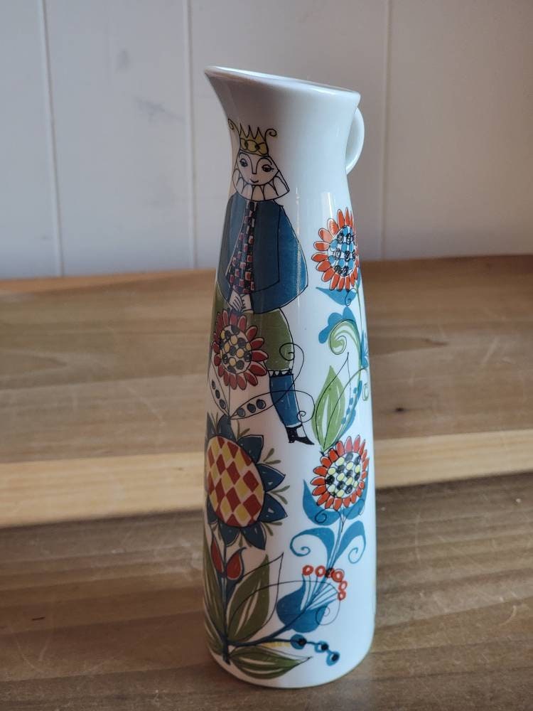 Vintage Saga Norsk Design Handcrafted Silkscreen Vase or Pitcher