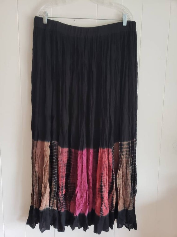 Vintage Black Brown and Hot Pink Tie Dye Broomstic