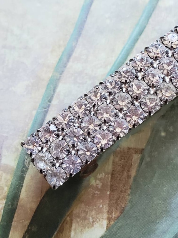 Vintage Rhinestone Silver Tone Hair Clip: Bridal French 